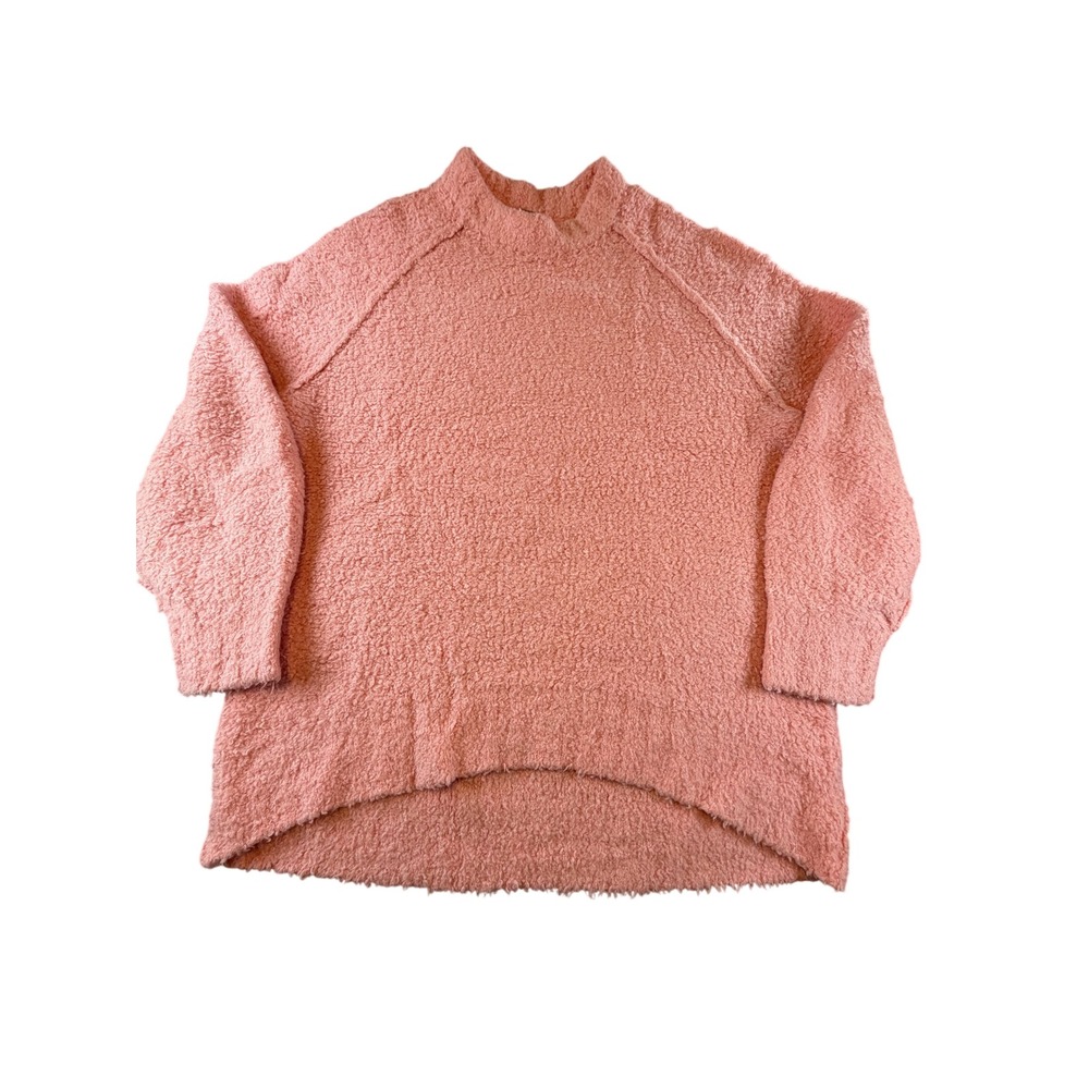 Free People Found My Friend Sweater Pink Boucle Mock Neck Pullover Sm OB822453